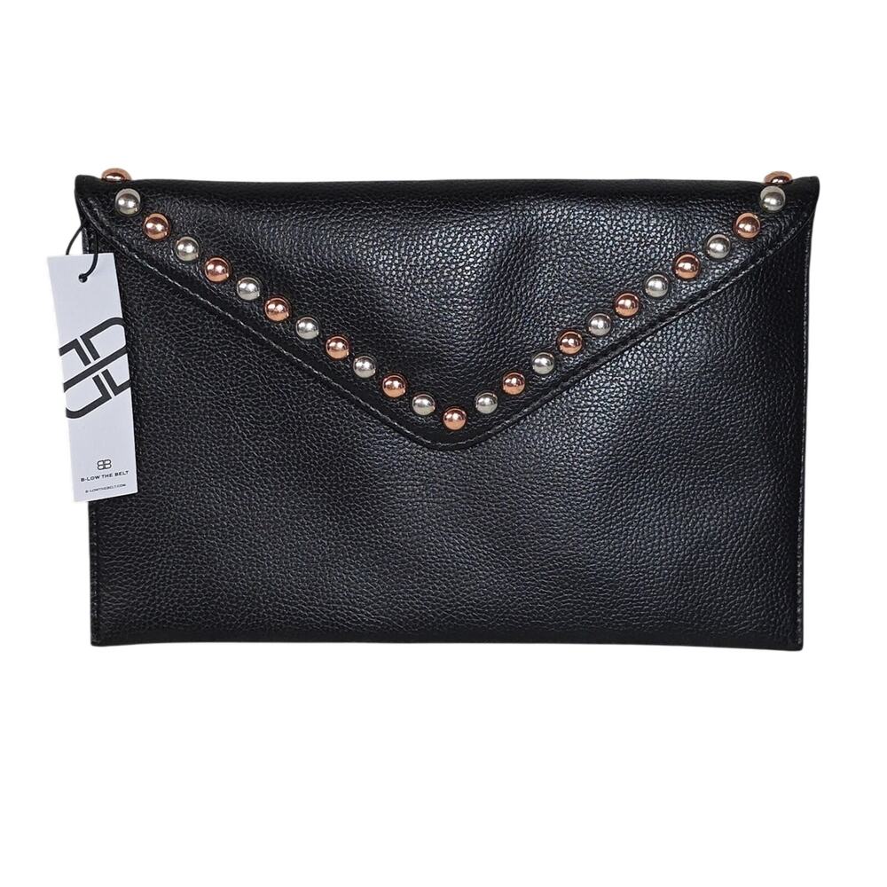 B-Low the Belt Black Textured Vegan Leather Envelope Clutch Purse NWT